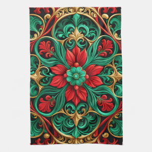 Decorative Red Green Holiday Kitchen Towel