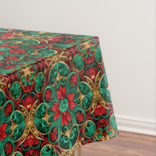 Decorative Red Green Holiday Tablecloth