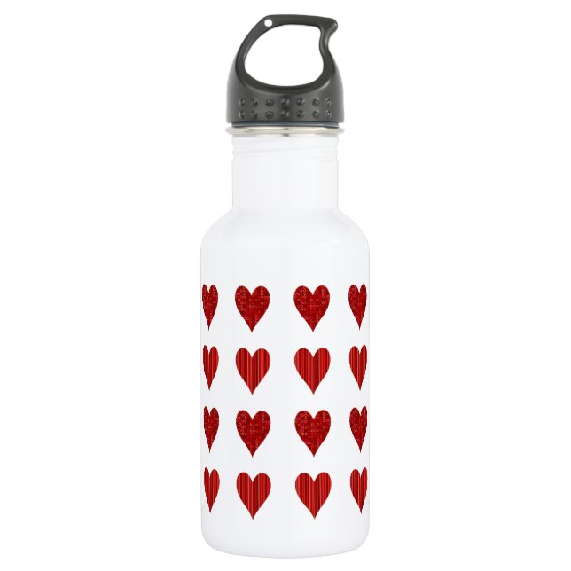 Decorative Red Hearts Water Bottle (Front)