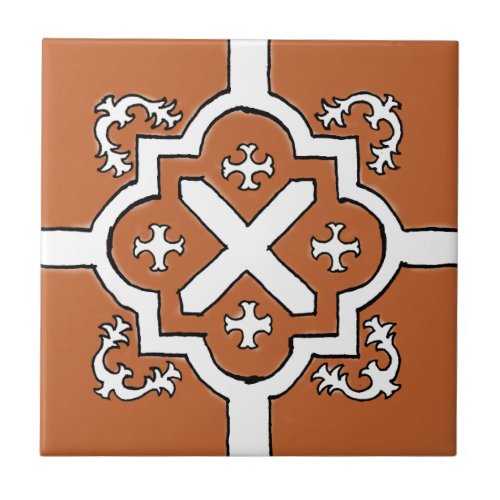 Decorative Red Orange Spanish Style tile