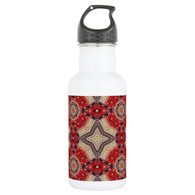 Decorative Red Retro Art Water Bottle (Front)