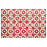 Decorative Red White and Beige Flower Like Pattern Fabric