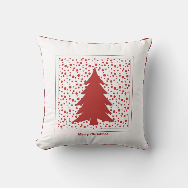 Decorative Red & White Christmas Tree  Throw Pillow (Front)