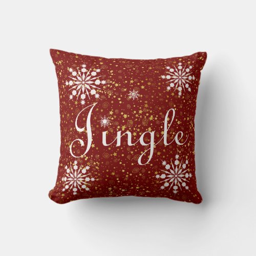Decorative Red  White Jingle Merry Christmas Throw Pillow
