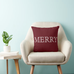 Decorative Red & White Merry Christmas Throw Pillow