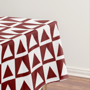 Decorative Red&White Triangles&Checkers Design Tablecloth