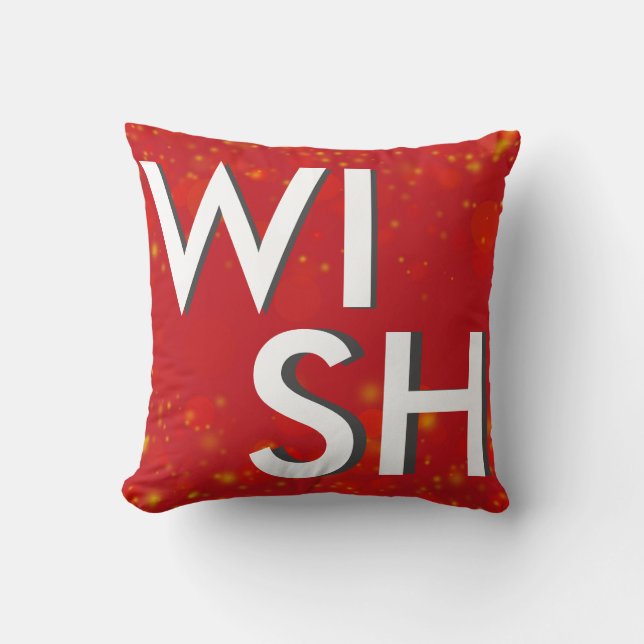 Decorative Red & White Wish &Joy Christmas Throw Pillow (Front)