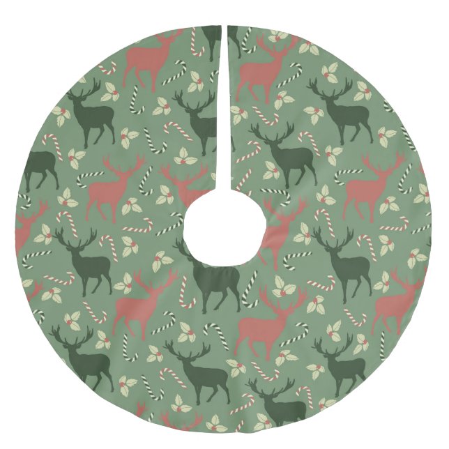 Decorative Reindeer Brushed Polyester Tree Skirt (Front)
