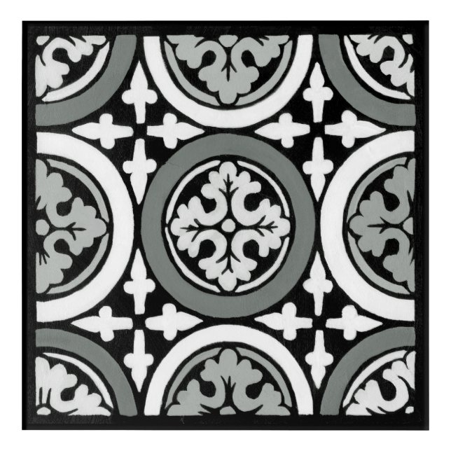 Decorative Renaissance Rosette Tile Design Acrylic Print (Front)