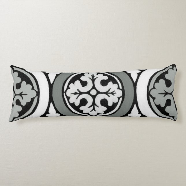 Decorative Renaissance Rosette Tile Design Body Pillow (Front)