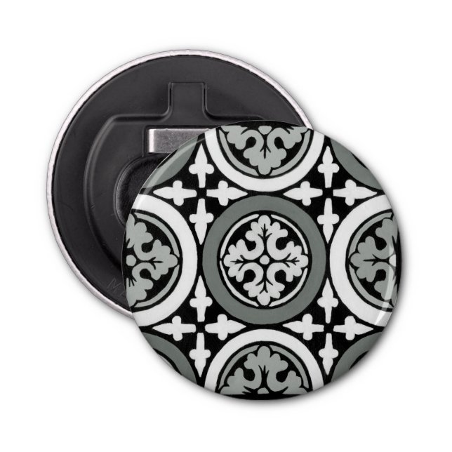 Decorative Renaissance Rosette Tile Design Bottle Opener (Front)
