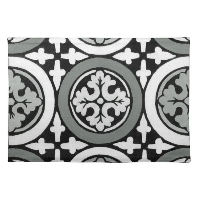 Decorative Renaissance Rosette Tile Design Cloth Placemat (Front)