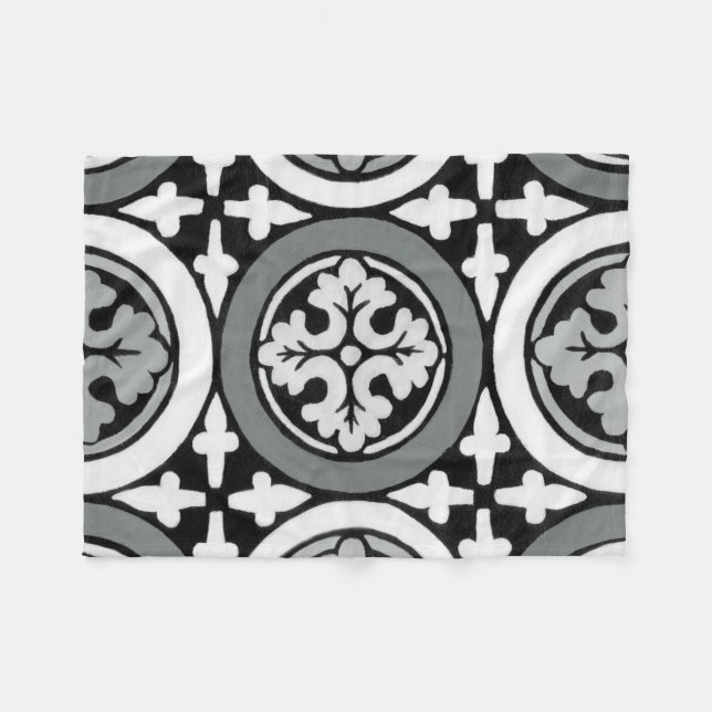 Decorative Renaissance Rosette Tile Design Fleece Blanket (Front (Horizontal))