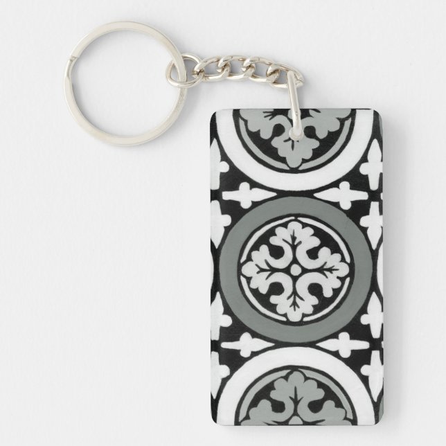 Decorative Renaissance Rosette Tile Design Keychain (Front)