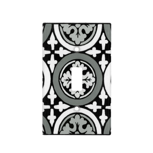 Decorative Renaissance Rosette Tile Design Light Switch Cover (Front)