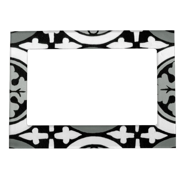 Decorative Renaissance Rosette Tile Design Magnetic Photo Frame (Front)