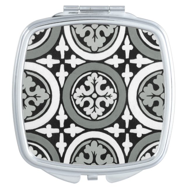 Decorative Renaissance Rosette Tile Design Mirror For Makeup (Front)