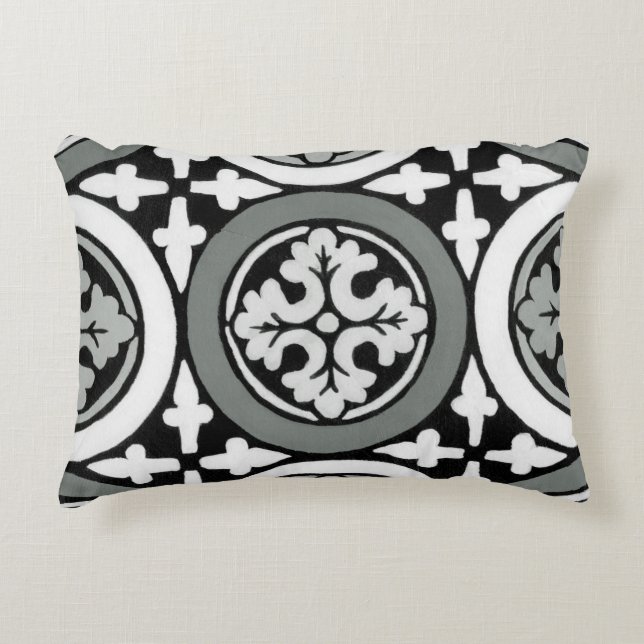 Decorative Renaissance Rosette Tile Design Pillow (Front)