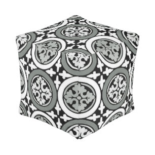 Decorative Renaissance Rosette Tile Design Pouf
