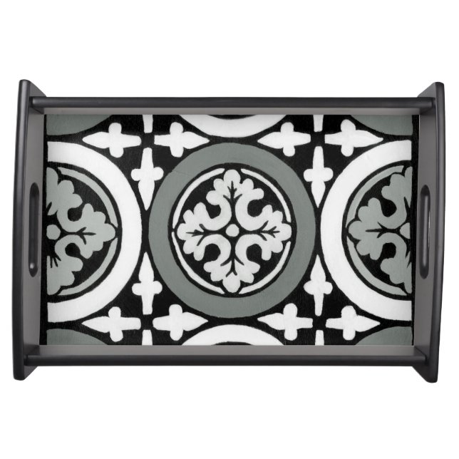 Decorative Renaissance Rosette Tile Design Serving Tray (Front)