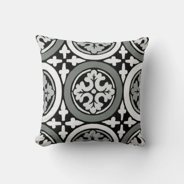 Decorative Renaissance Rosette Tile Design Throw Pillow (Front)