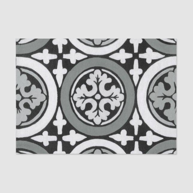 Decorative Renaissance Rosette Tile Design Tissue Paper (Front)