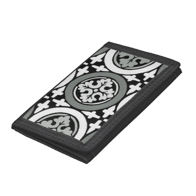 Decorative Renaissance Rosette Tile Design Tri-fold Wallet (Bottom)
