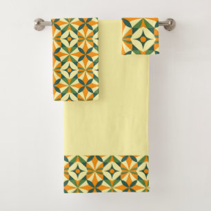 Decorative retro colorful pattern bath towel set