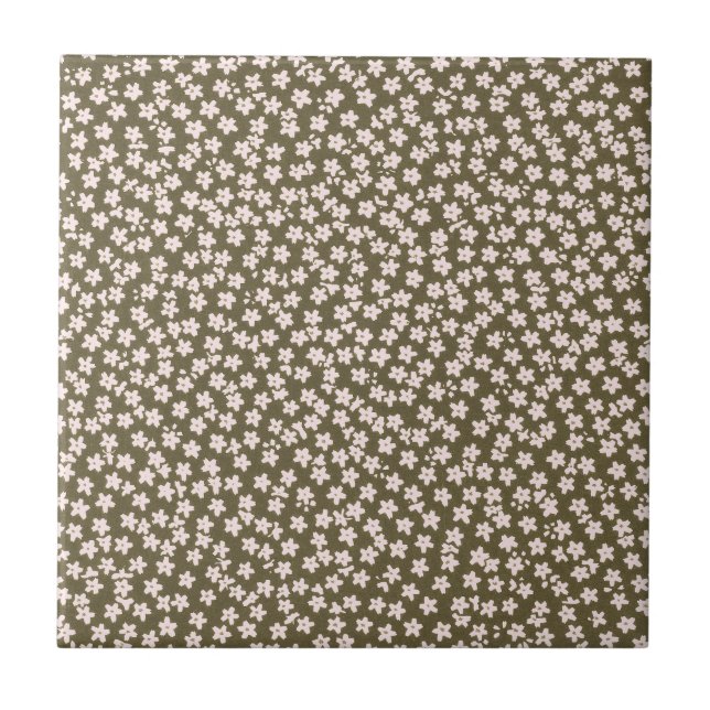 Decorative Retro Japanese Floral Pattern Ceramic Tile (Front)