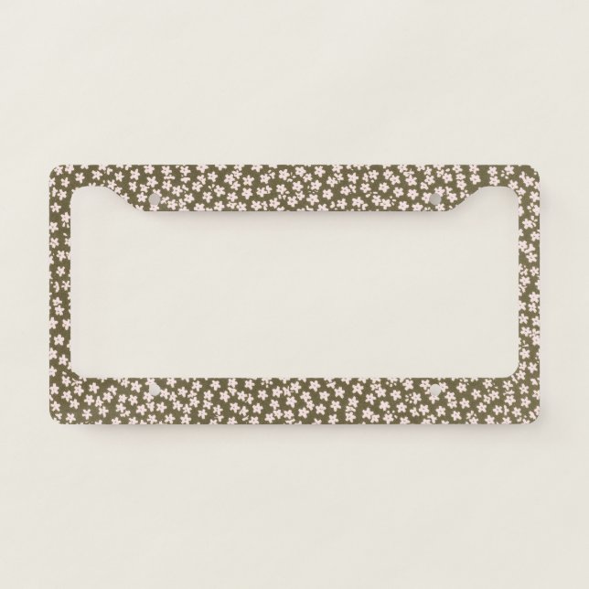 Decorative Retro Japanese Floral Pattern License Plate Frame (Front)