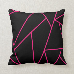 Decorative Reversible Neon Pink and Black Mosaic Throw Pillow