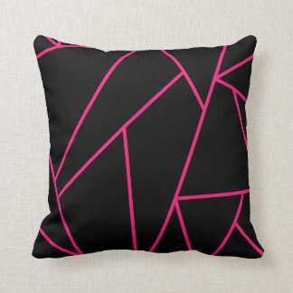 Decorative Reversible Neon Pink and Black Mosaic Throw Pillow