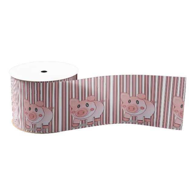 decorative ribbon children pink pigs (Spool)