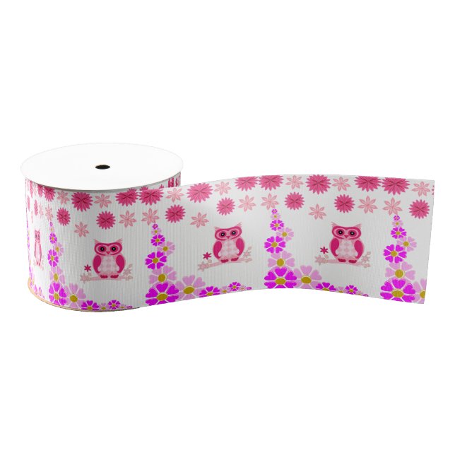 decorative ribbon pink owl (Spool)