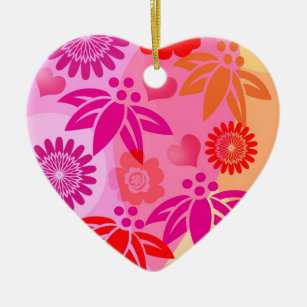 Decorative romantic Ornament Hearts and Flowers