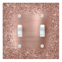 Decorative Rose Gold Foil and Glitter Girly Glam Light Switch Cover