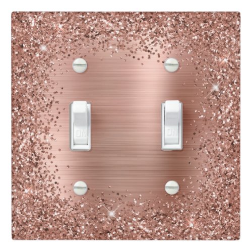 Decorative Rose Gold Foil and Glitter Girly Glam Light Switch Cover