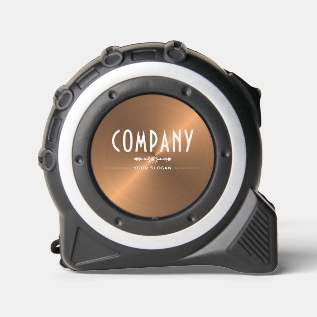 Decorative Rose Gold Metal Effect Company Name Tape Measure (Front)
