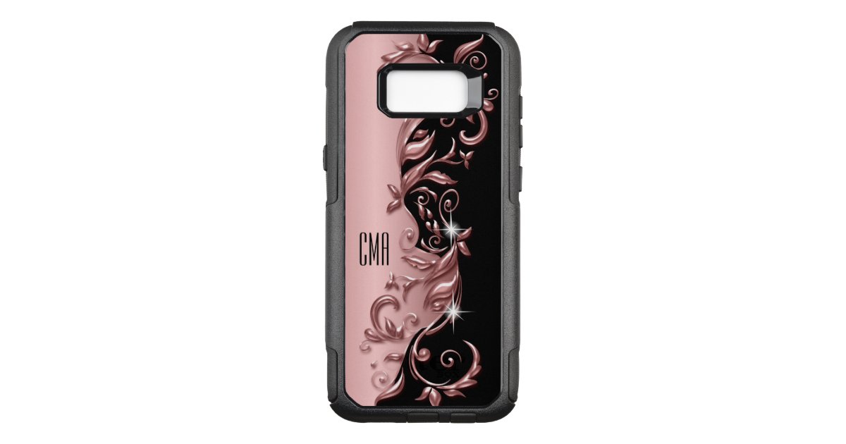 Decorative Rose Gold Ornate Design Monogram OtterBox Samsung Galaxy