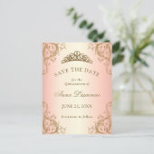 Decorative Rose Gold Quinceanera Save The Date Postcard (Standing Front)