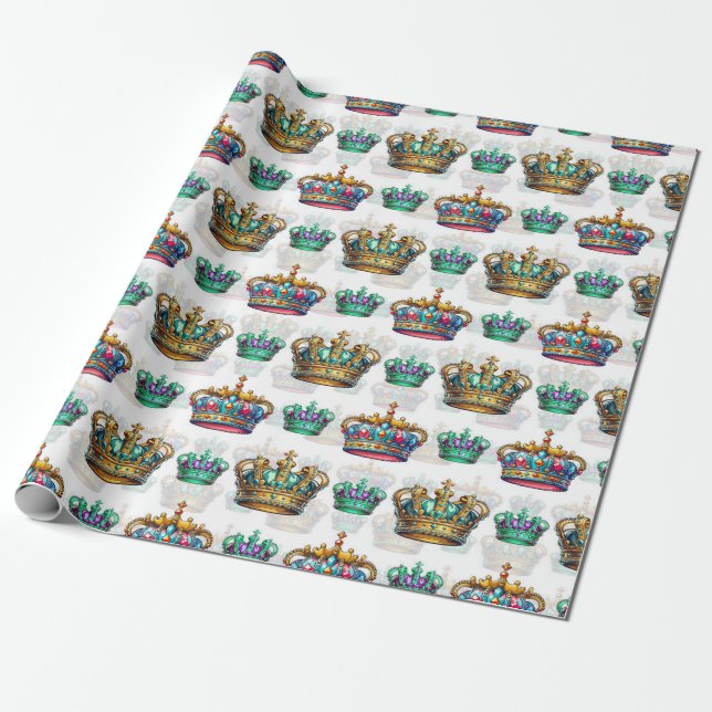 Decorative Royal Crown Pattern  Wrapping Paper (Unrolled)