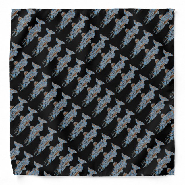 Decorative Salmon Patterned Bandana (Front)