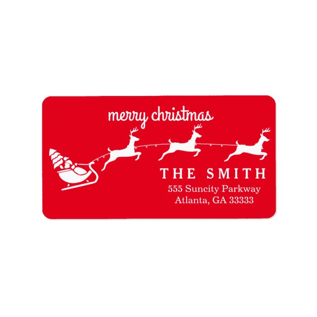 Decorative Santa Ride Red Christmas Label (Front)