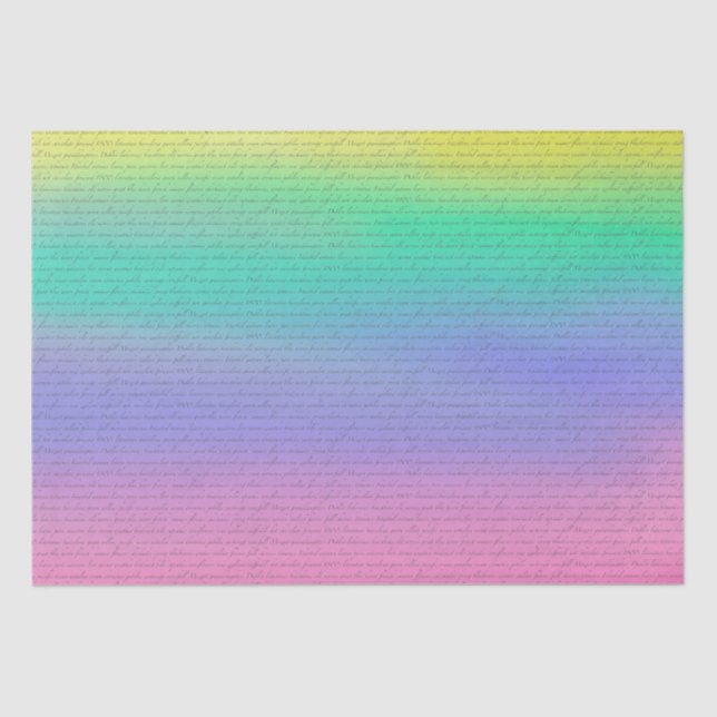 Decorative Script Words on Rainbow Tissue Paper (Front)