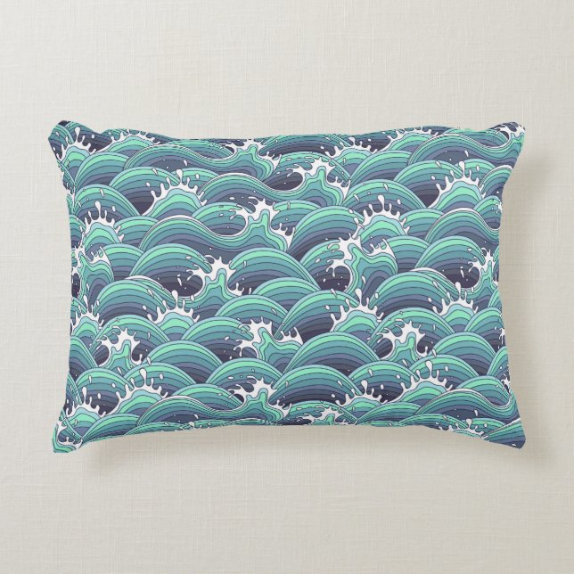 Decorative Sea Wave Background Accent Pillow (Front)
