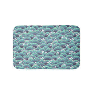 Decorative Sea Wave Background Bathroom Mat