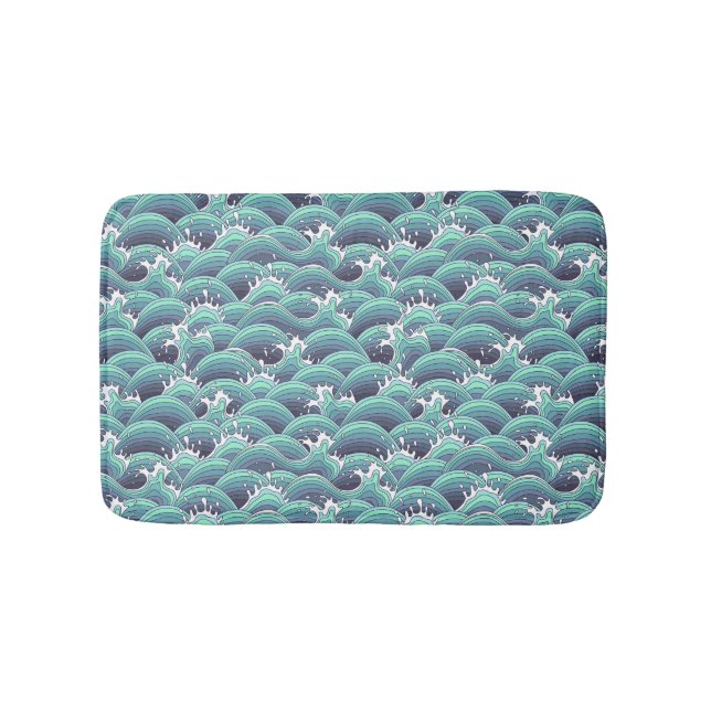 Decorative Sea Wave Background Bathroom Mat (Front)