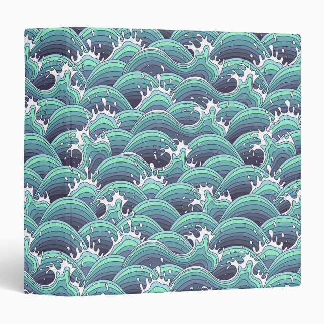 Decorative Sea Wave Background Binder (Front/Spine)