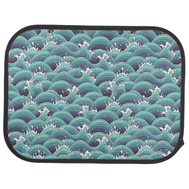 Decorative Sea Wave Background Car Floor Mat (Rear)