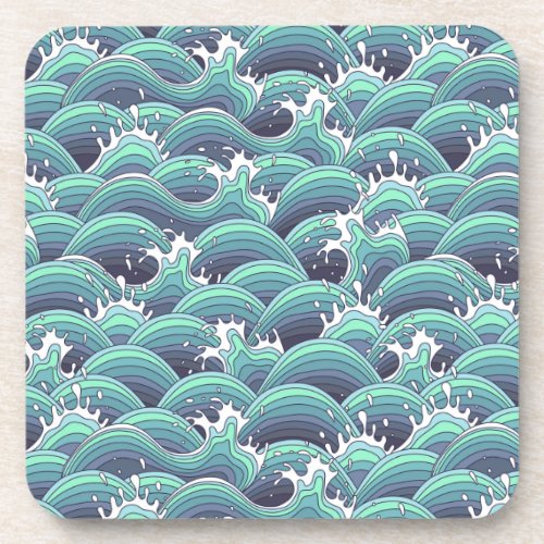 Decorative Sea Wave Background Coaster